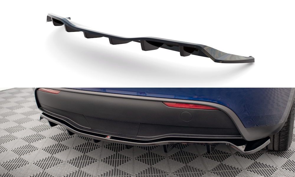 Mittlerer Diffusor Heck Ansatz DTM Look für Tesla Model Y Carbon Look