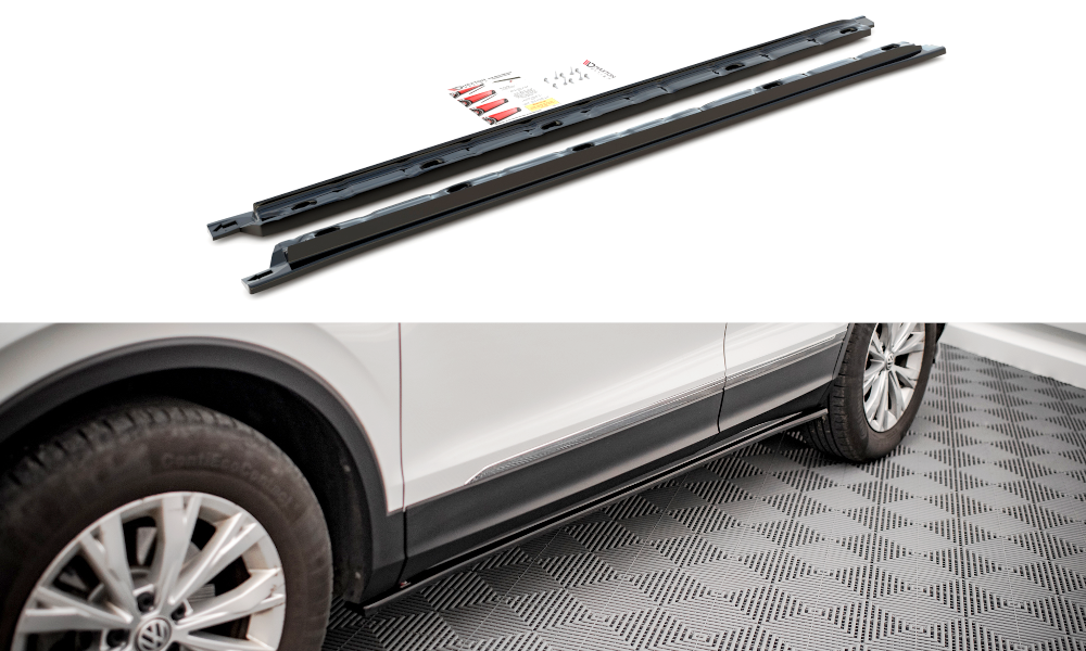 Seitenschweller Ansatz für Volkswagen Tiguan Mk2 schwarz Hochglanz