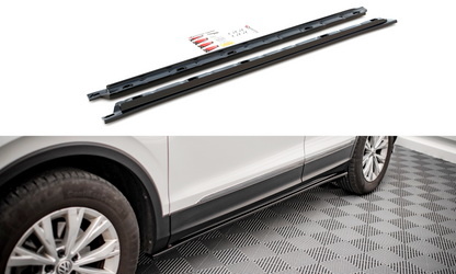 Seitenschweller Ansatz für Volkswagen Tiguan Mk2 schwarz Hochglanz