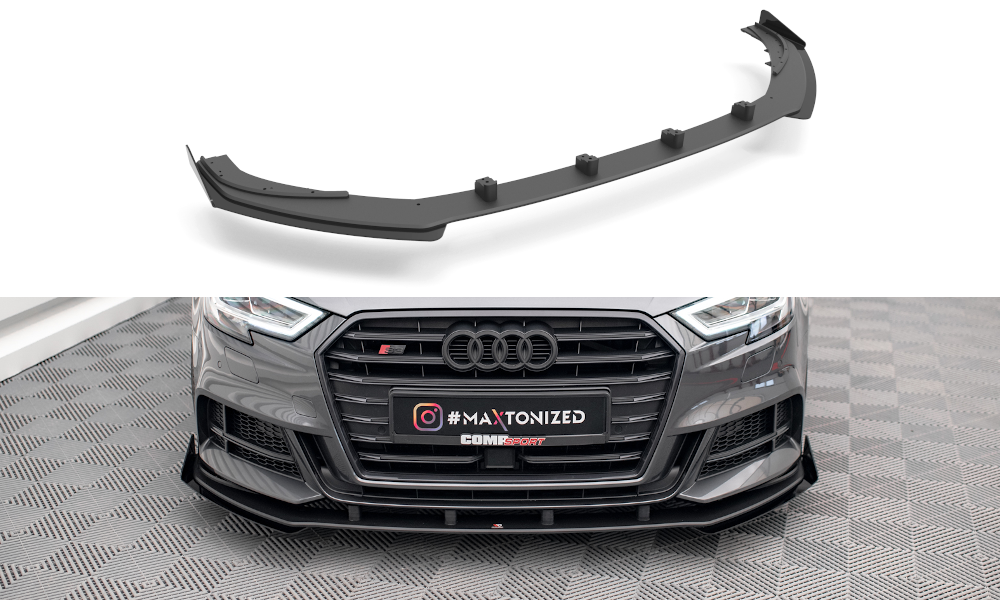 Street Pro Front Ansatz für +Flaps für V.1 + Flaps Audi S3 Sportback 8V Facelift schwarz Hochglanz