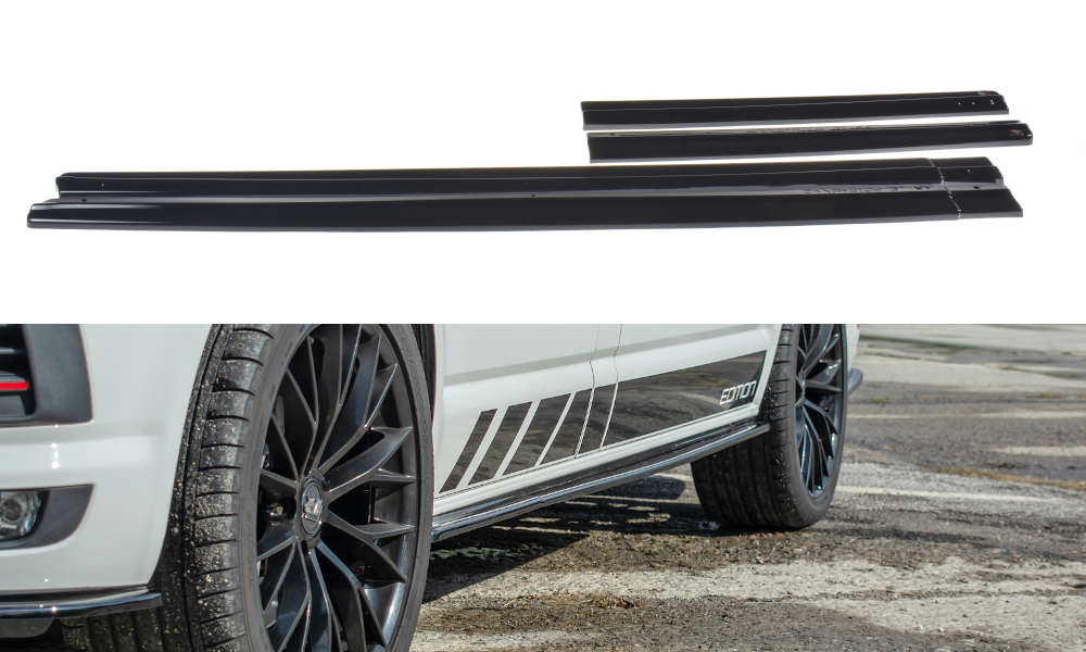Seitenschweller Ansatz für Volkswagen T6 schwarz Hochglanz