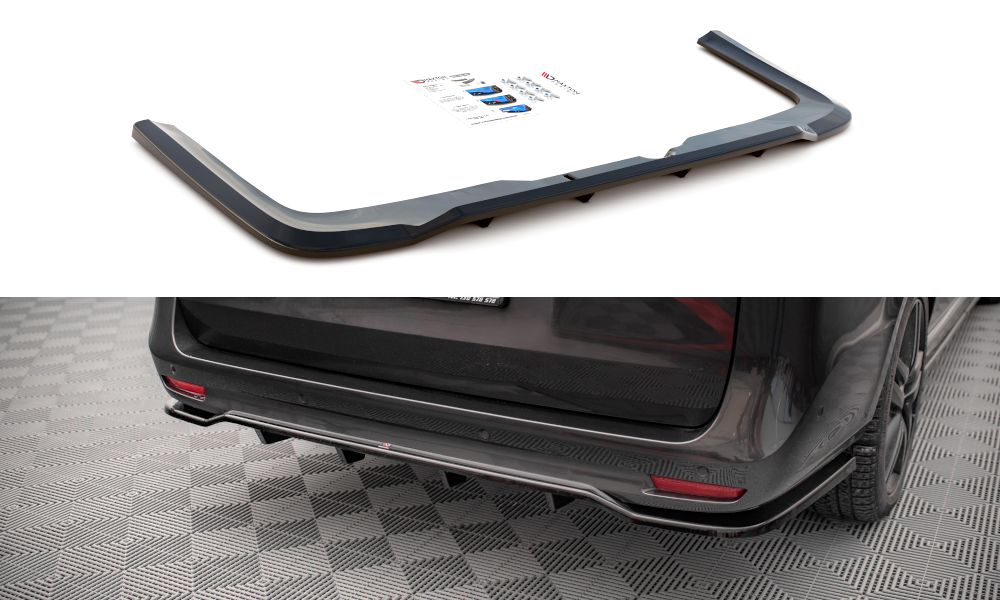 Mittlerer Diffusor Heck Ansatz DTM Look für Mercedes-Benz V-Klasse AMG-Line W447 Facelift schwarz matt