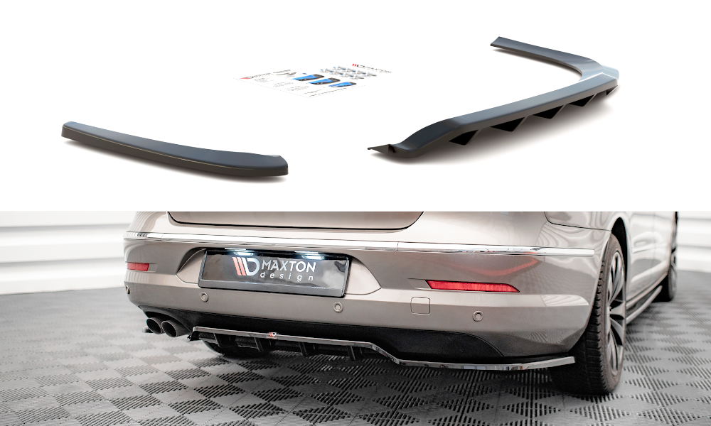 Mittlerer Diffusor Heck Ansatz DTM Look für Volkswagen Passat CC schwarz matt