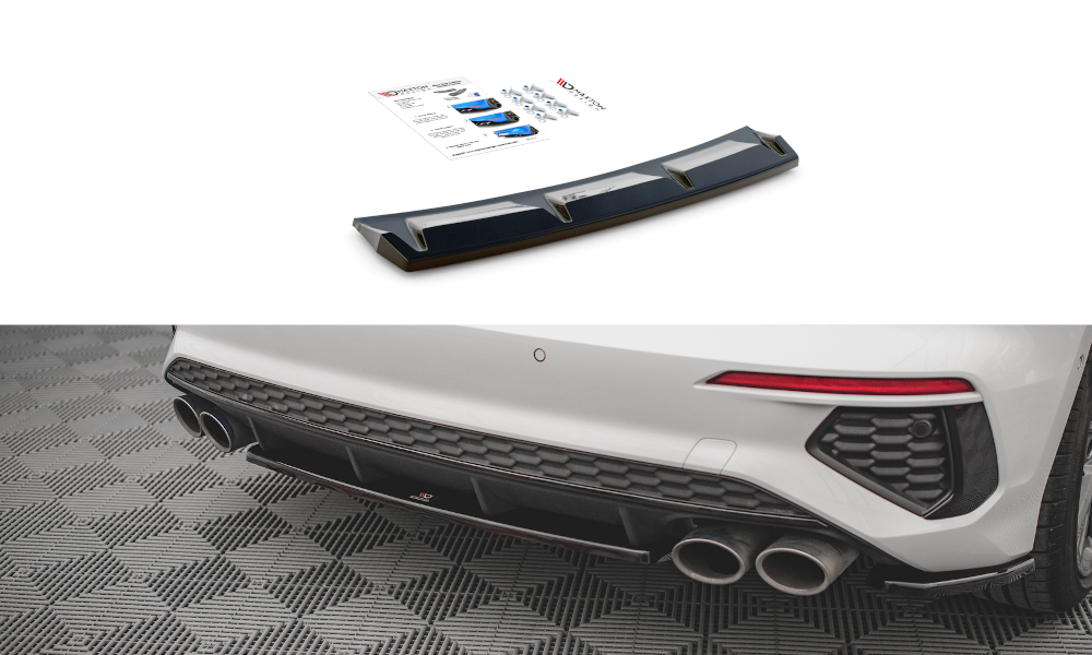 Mittlerer Diffusor Heck Ansatz für Audi S3 Sportback 8Y schwarz Hochglanz