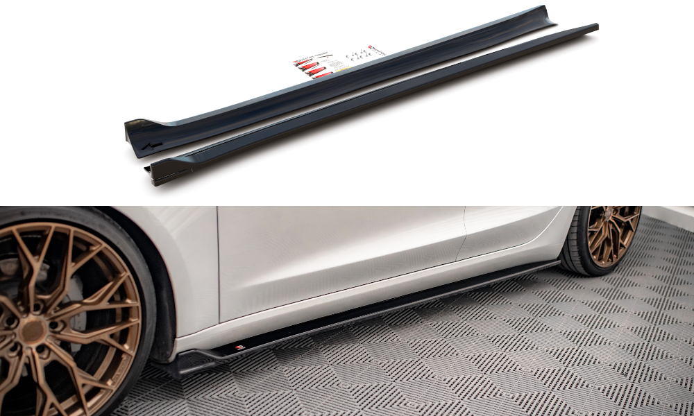 Seitenschweller Ansatz für V.2 für Tesla Model 3 Carbon Look