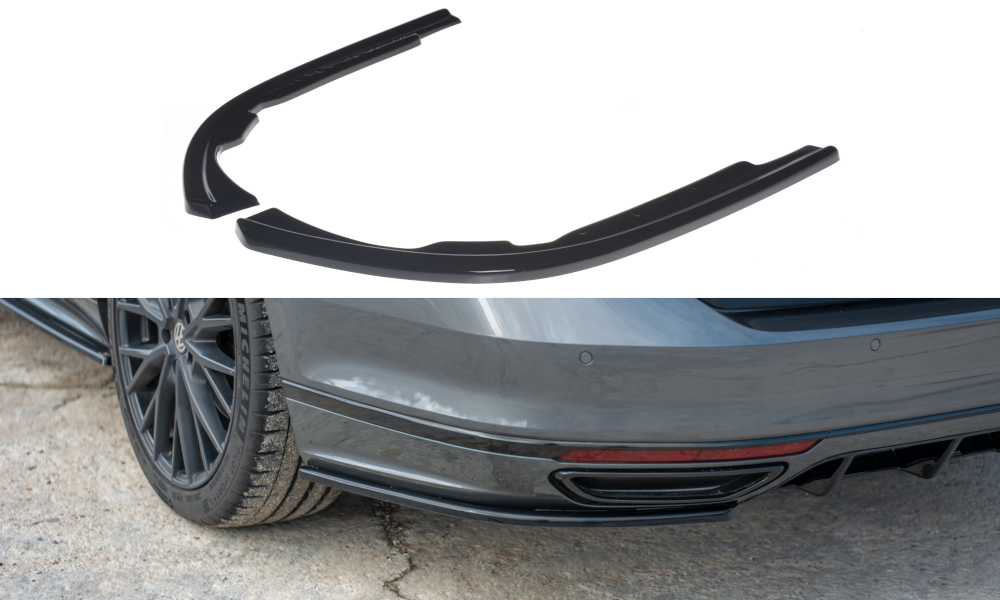 Heck Ansatz Flaps Diffusor für Volkswagen Passat R-Line B8 schwarz matt