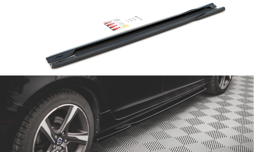 Seitenschweller Ansatz für Volvo S60 R-Design Mk2 schwarz matt