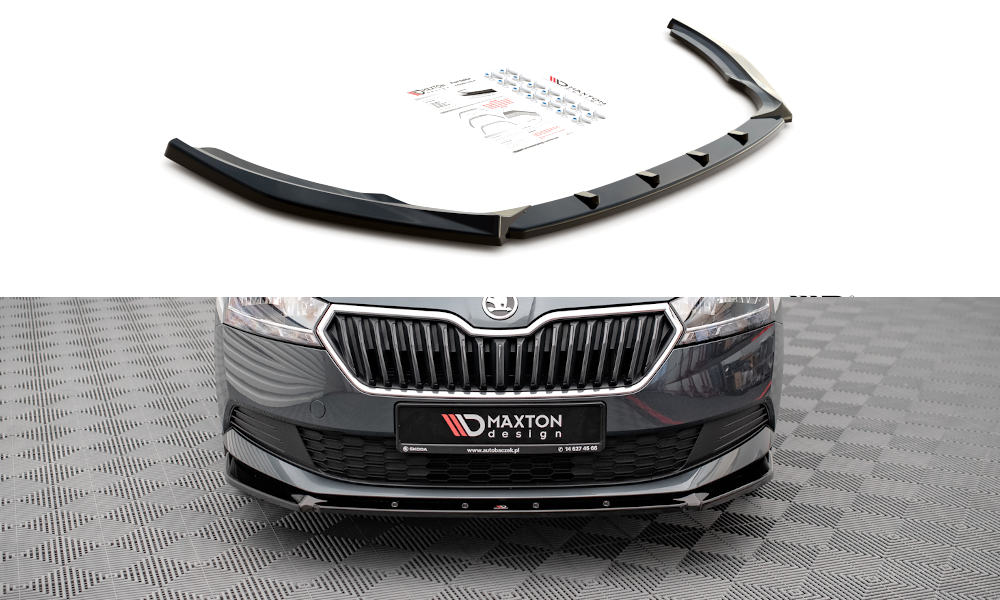 Front Ansatz für Skoda Fabia Mk3 Facelift schwarz Hochglanz