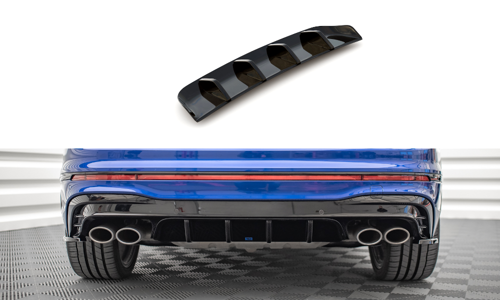 Diffusor Heck Ansatz für Volkswagen Tiguan R Mk2 Facelift schwarz Hochglanz