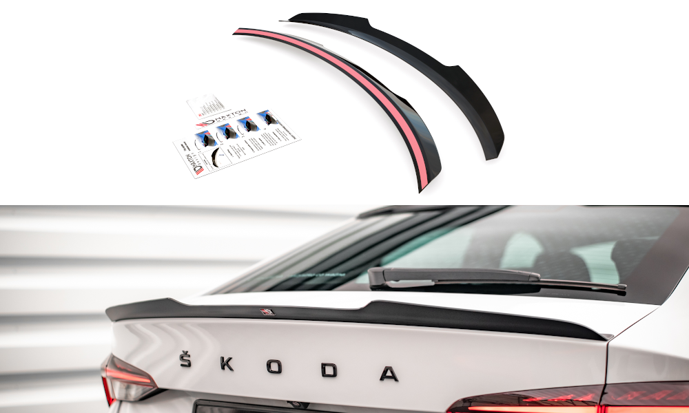 Spoiler CAP für Skoda Octavia Liftback Mk4 schwarz Hochglanz