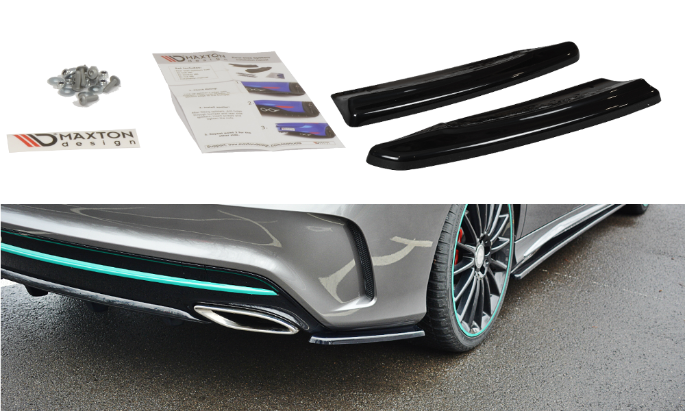 Heck Ansatz Flaps Diffusor für Mercedes CLA C117 AMG-LINE FACELIFT schwarz Hochglanz