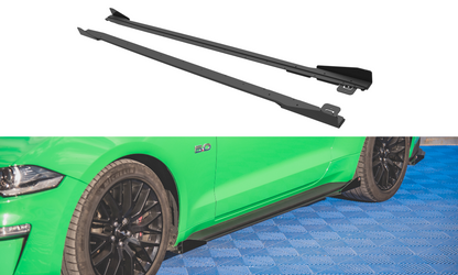 Street Pro Seitenschweller Ansatz für V.1 für + Flaps Ford Mustang GT Mk6 Facelift schwarz Hochglanz