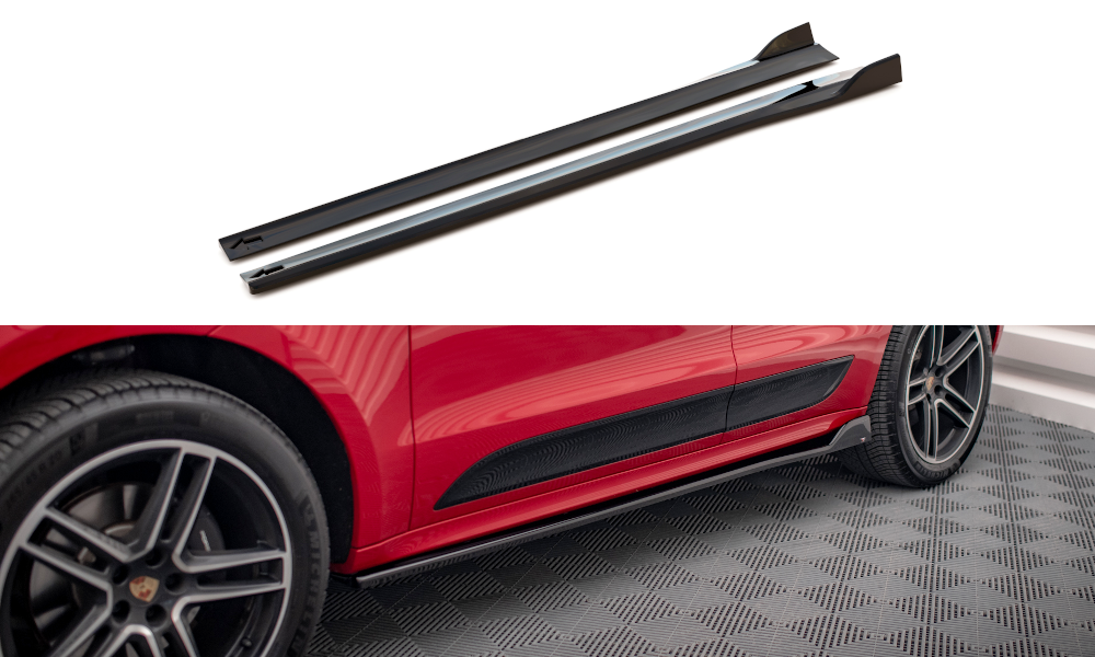 Seitenschweller Ansatz für Porsche Macan Mk1 Facelift schwarz matt