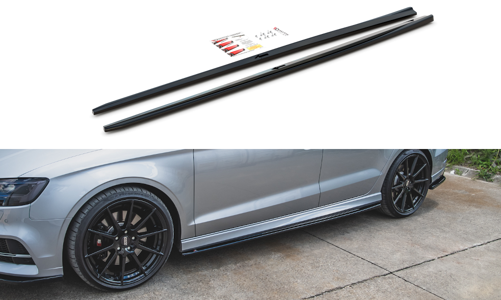 Seitenschweller Ansatz für V.2 für Audi S3 / A3 S-Line Limousine 8V Facelift Carbon Look