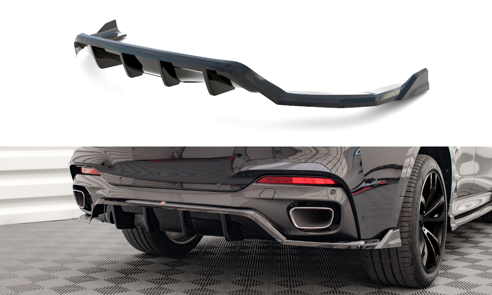 Mittlerer Diffusor Heck Ansatz DTM Look für BMW X6 M-Paket F16 schwarz matt