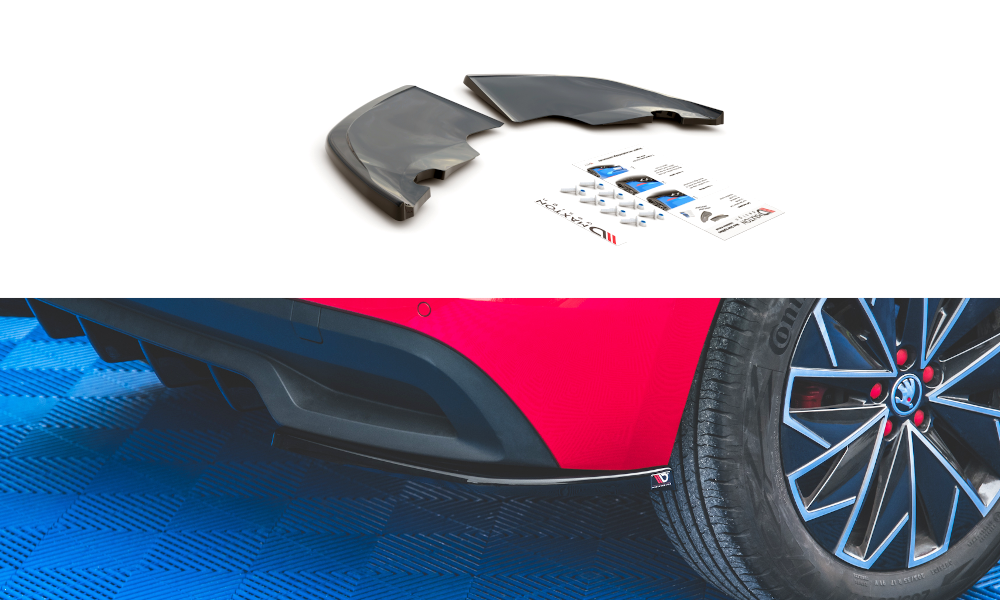 Heck Ansatz Flaps Diffusor für Skoda Kamiq Carbon Look