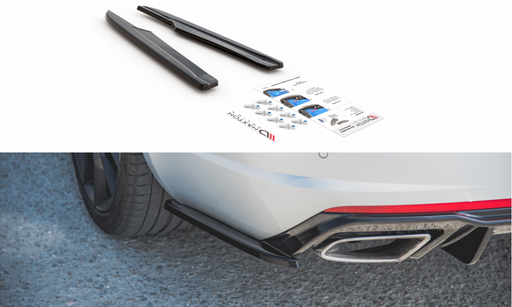 Heck Ansatz Flaps Diffusor V.2 für Skoda Octavia RS Mk3/Mk3 FL Hatchback/Kombi  schwarz Hochglanz