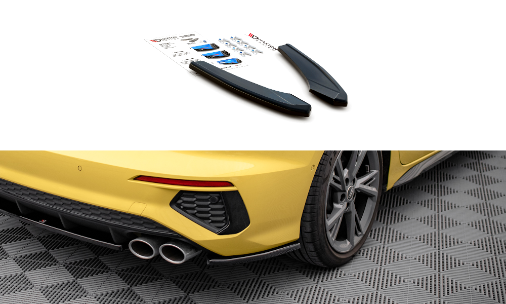 Heck Ansatz Flaps Diffusor für Audi S3 Limousine 8Y schwarz matt