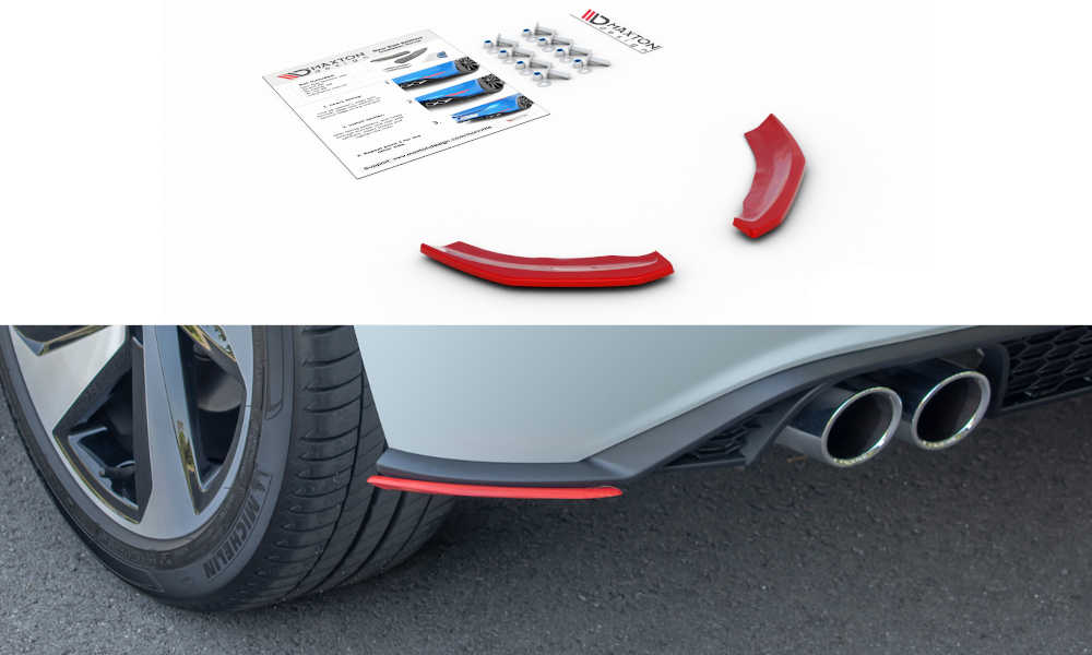 Heck Ansatz Flaps Diffusor für VW POLO MK6 GTI Carbon Look