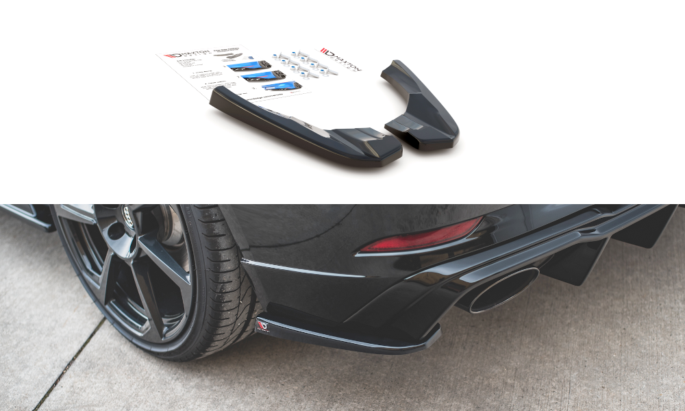 Heck Ansatz Flaps Diffusor V.2 für Audi RS3 8V Sportback Facelift Carbon Look