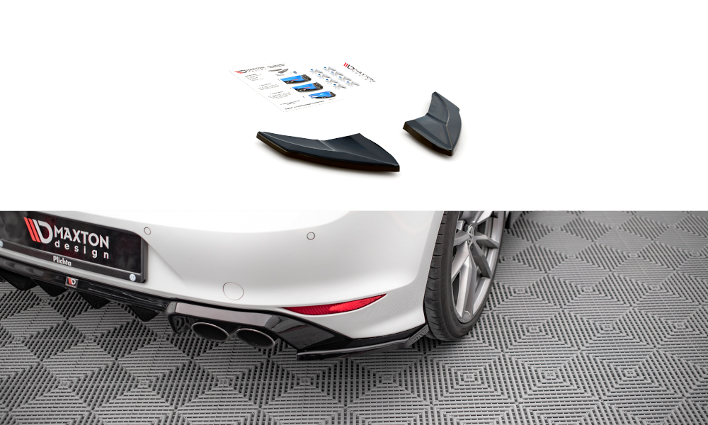 Heck Ansatz Flaps Diffusor V.4 für Volkswagen Golf R Mk7 Carbon Look