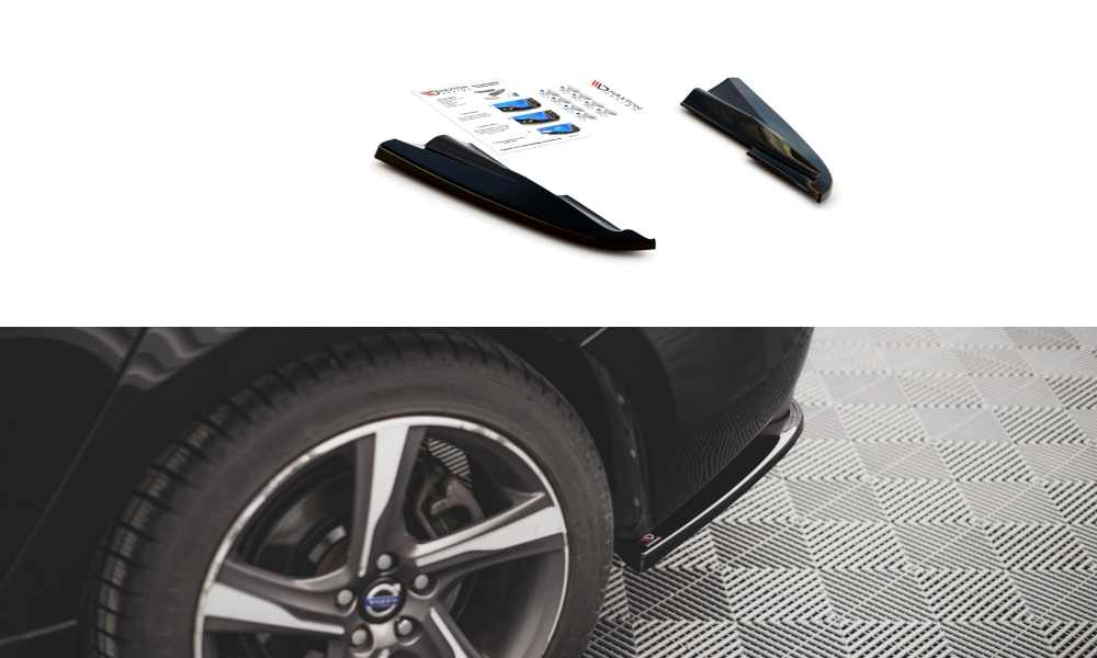 Heck Ansatz Flaps Diffusor für Volvo S60 R-Design Mk2 Carbon Look