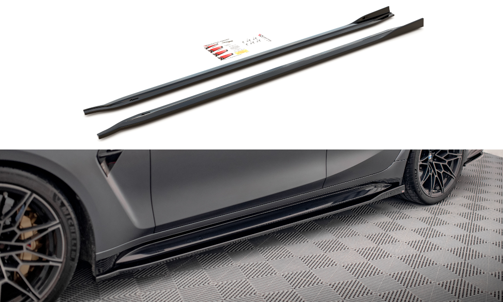 Seitenschweller Ansatz für V.2 für BMW M3 G80 schwarz Hochglanz