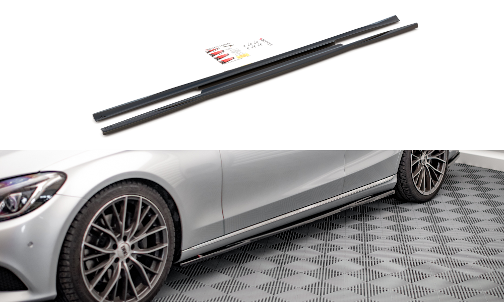 Seitenschweller Ansatz für Mercedes-Benz C W205 schwarz matt