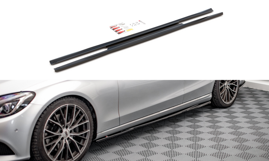 Seitenschweller Ansatz für Mercedes-Benz C W205 schwarz matt