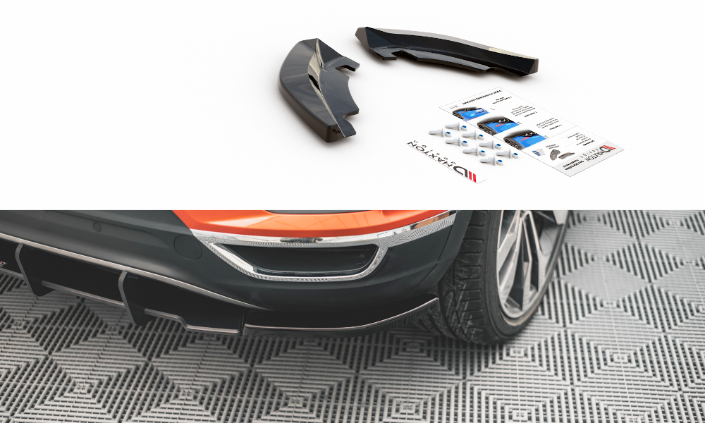 Heck Ansatz Flaps Diffusor für Volkswagen T-Roc Mk1 schwarz matt
