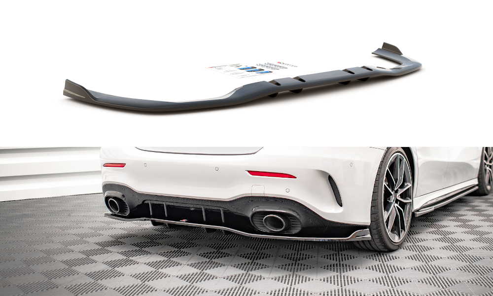 Mittlerer Diffusor Heck Ansatz DTM Look für V.2 Mercedes A 35 AMG Limousine V177 schwarz Hochglanz