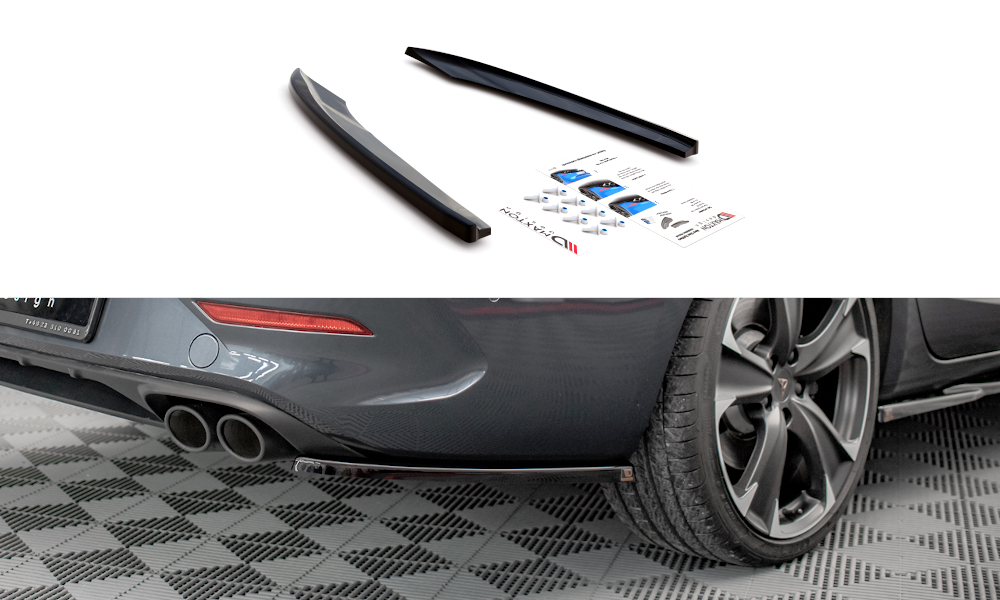 Heck Ansatz Flaps Diffusor für Cupra Leon ST schwarz Hochglanz