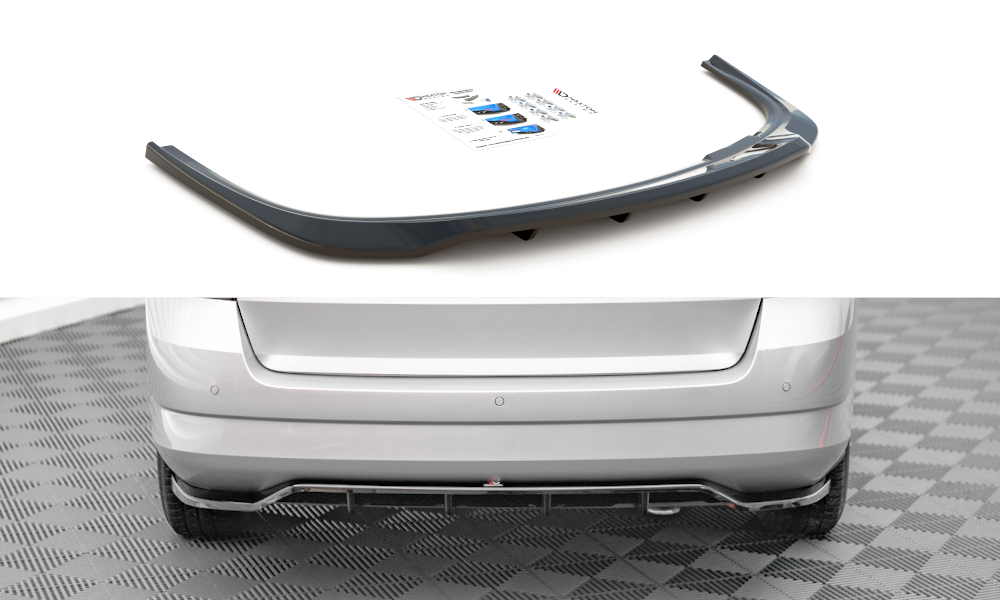Mittlerer Diffusor Heck Ansatz DTM Look für Skoda Fabia Combi Mk3 schwarz matt