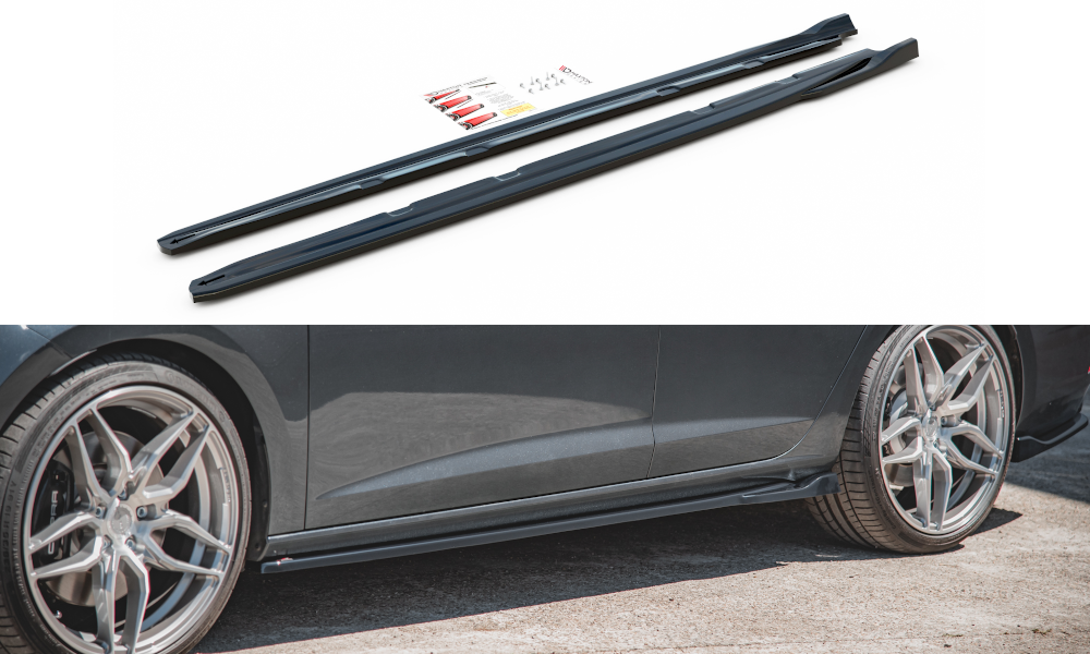 Seitenschweller Ansatz für V.4 Seat Leon Cupra / FR Mk3 FL schwarz matt