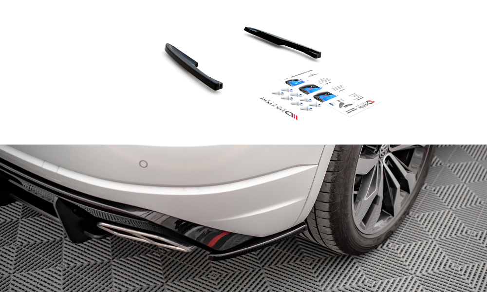 Heck Ansatz Flaps Diffusor für Volkswagen Touareg R-line Mk3 schwarz Hochglanz
