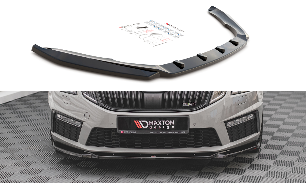 Front Ansatz V.3 für Skoda Octavia RS Mk3 Facelift schwarz matt
