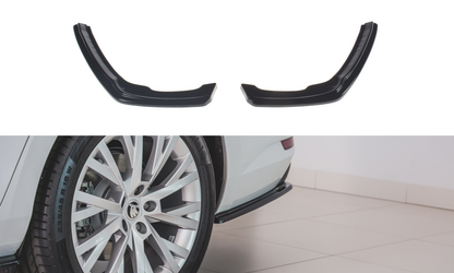 Heck Ansatz Flaps Diffusor für Skoda Superb Mk3 FL Hatchback / Kombi schwarz Hochglanz