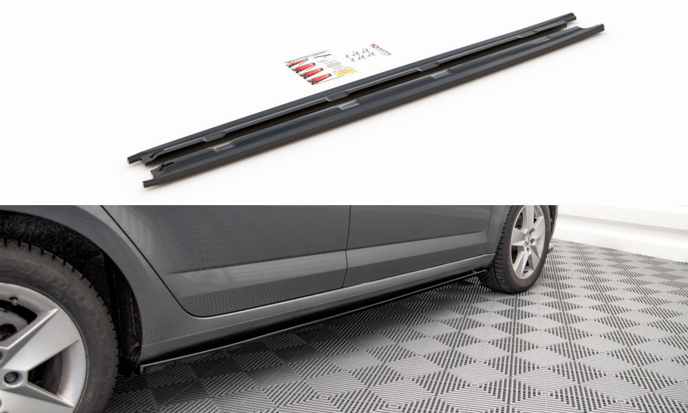 Seitenschweller Ansatz für Skoda Octavia Mk3 Facelift schwarz matt