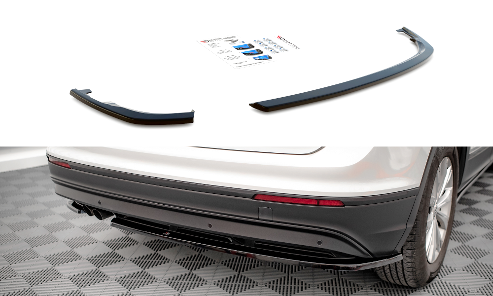 Heck Ansatz Flaps Diffusor für Volkswagen Tiguan Mk2 schwarz Hochglanz