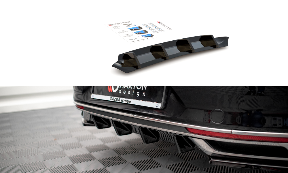Diffusor Heck Ansatz für Volkswagen Passat B8 Facelift Carbon Look