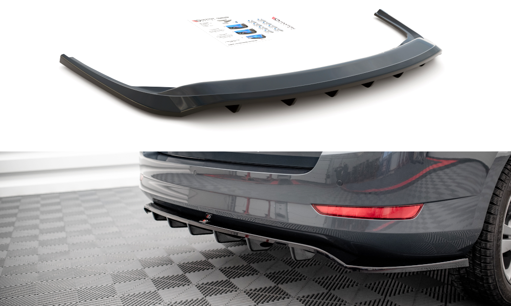 Mittlerer Diffusor Heck Ansatz DTM Look für Skoda Fabia Combi Mk3 Facelift schwarz Hochglanz