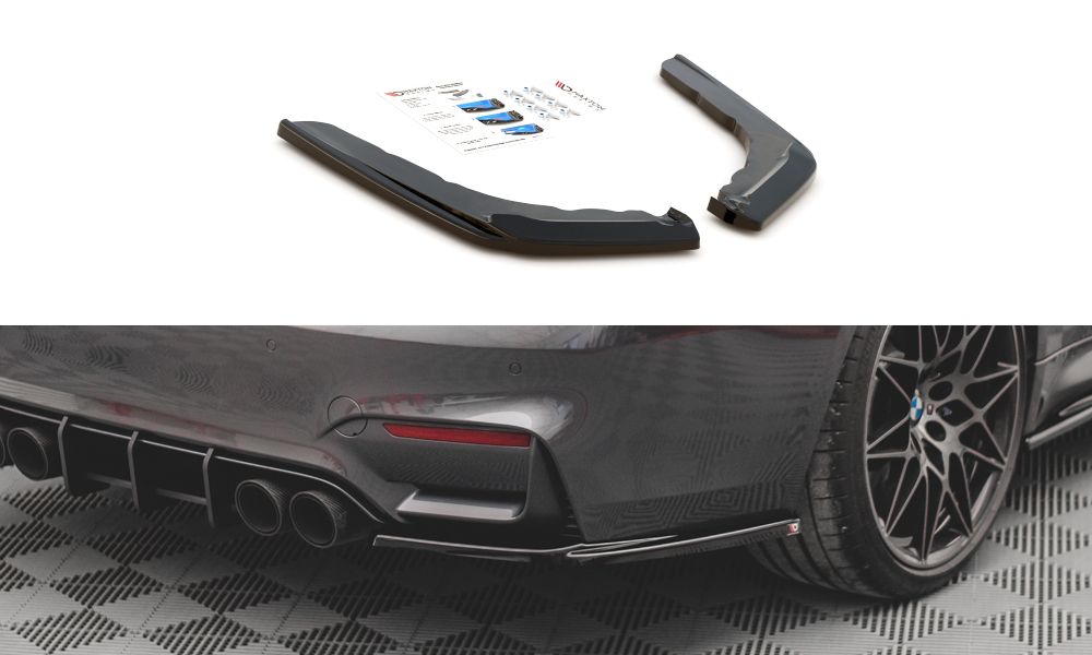 Heck Ansatz Flaps Diffusor V.1 für BMW M4 F82 schwarz Hochglanz