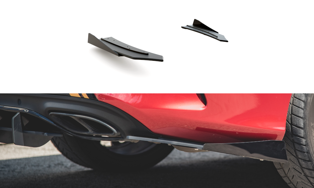 Robuste Racing Heck Ansatz Flaps Diffusor +Flaps für Mercedes-AMG C43 Coupe C205 schwarz Hochglanz