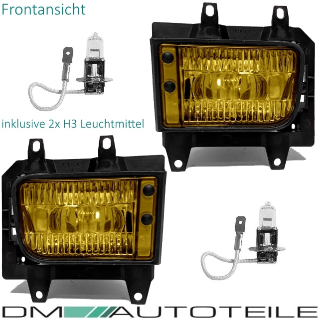Nebelscheinwerfer SET Gelb + H3 Birnen passend für BMW E30 Facelift ab 1987