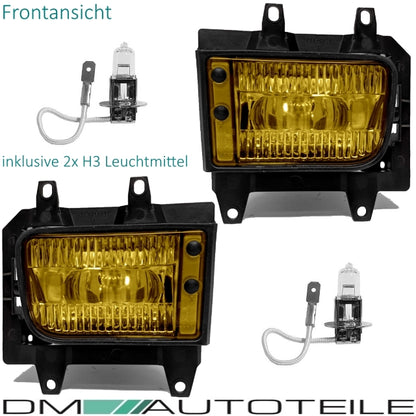 Nebelscheinwerfer SET Gelb + H3 Birnen passend für BMW E30 Facelift ab 1987