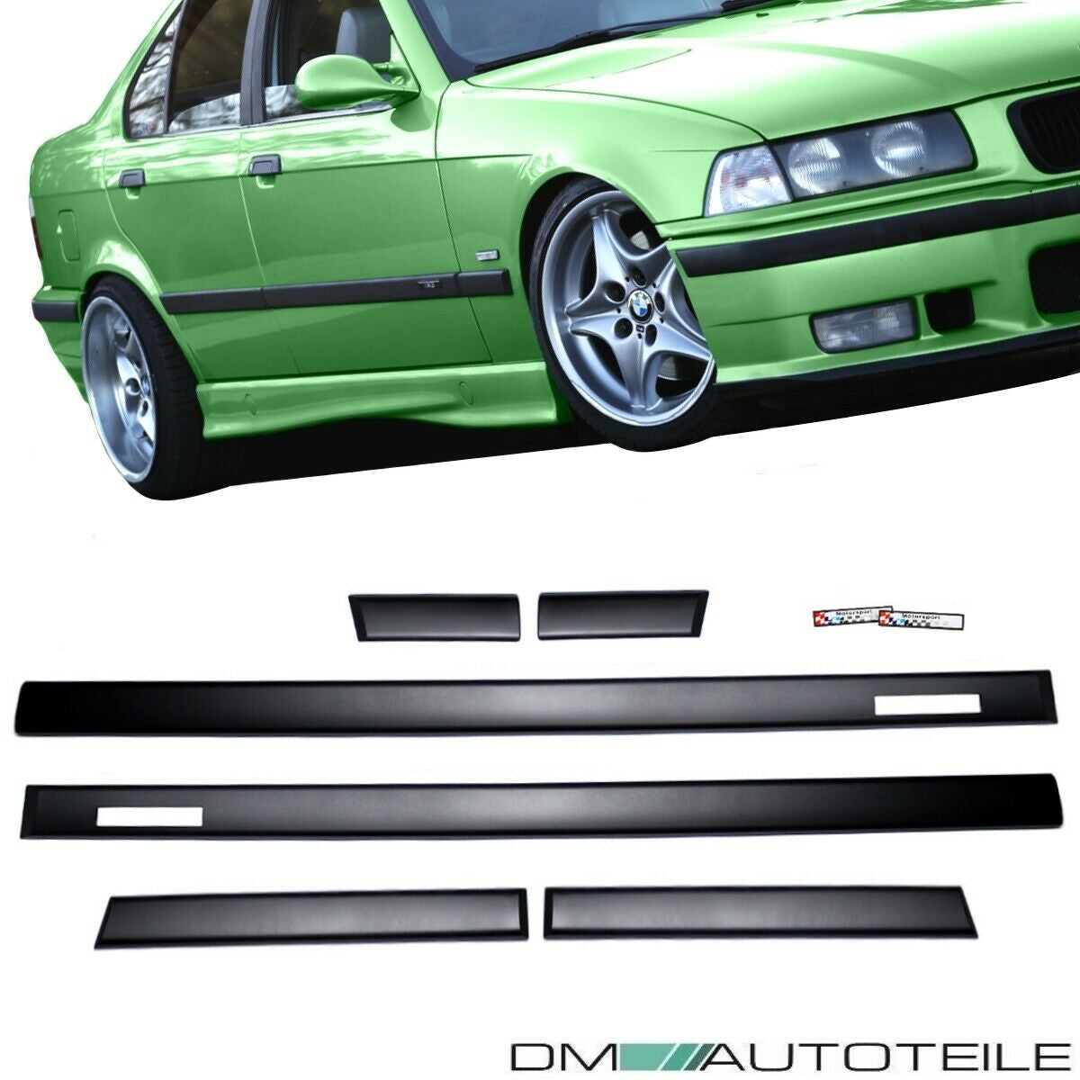 Türleisten SET Schwarz Zierleisten passt für BMW E36 Limousine Touring Serie & M-Paket