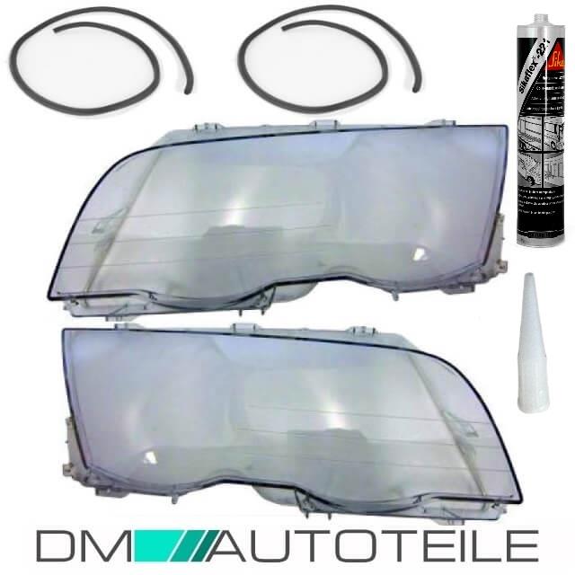 Set Scheinwerferglas Scheinwerfer Glas +SIKA für BMW E46 Limousine Touring 98-01