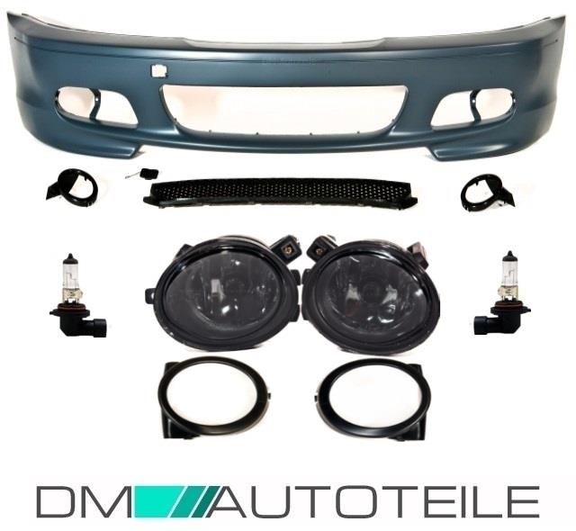 Set Sport Stoßstange Vorne 99-07 grundiert+Zubehör passt für BMW E46 Coupe Cabrio nicht M-Paket +Nebel Smoke