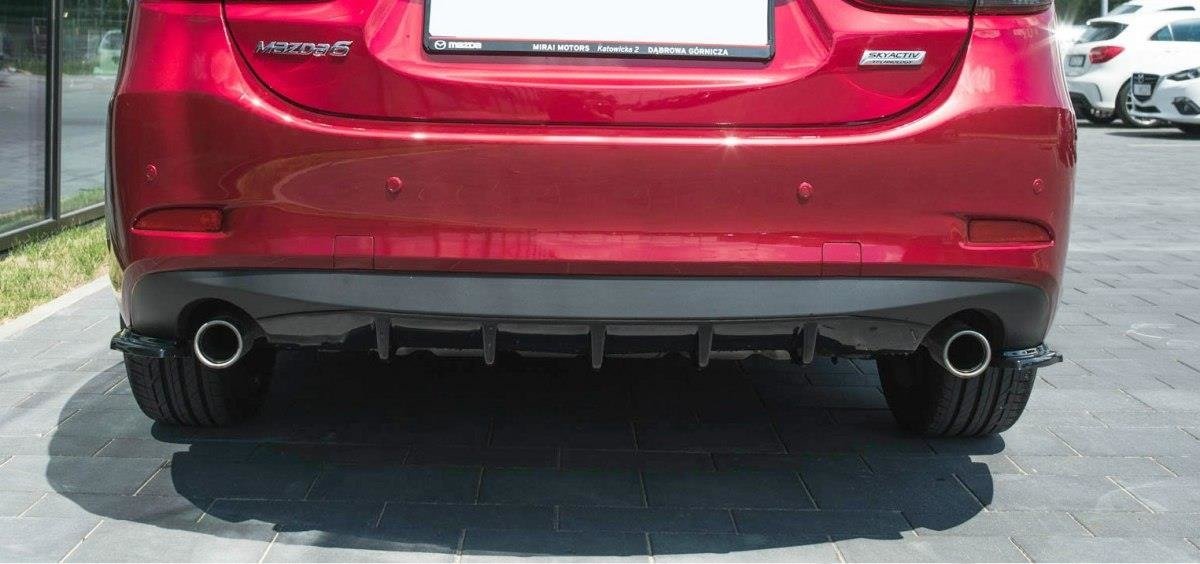 Heck Ansatz Flaps Diffusor für Mazda 6 GJ (Mk3) Facelift schwarz matt