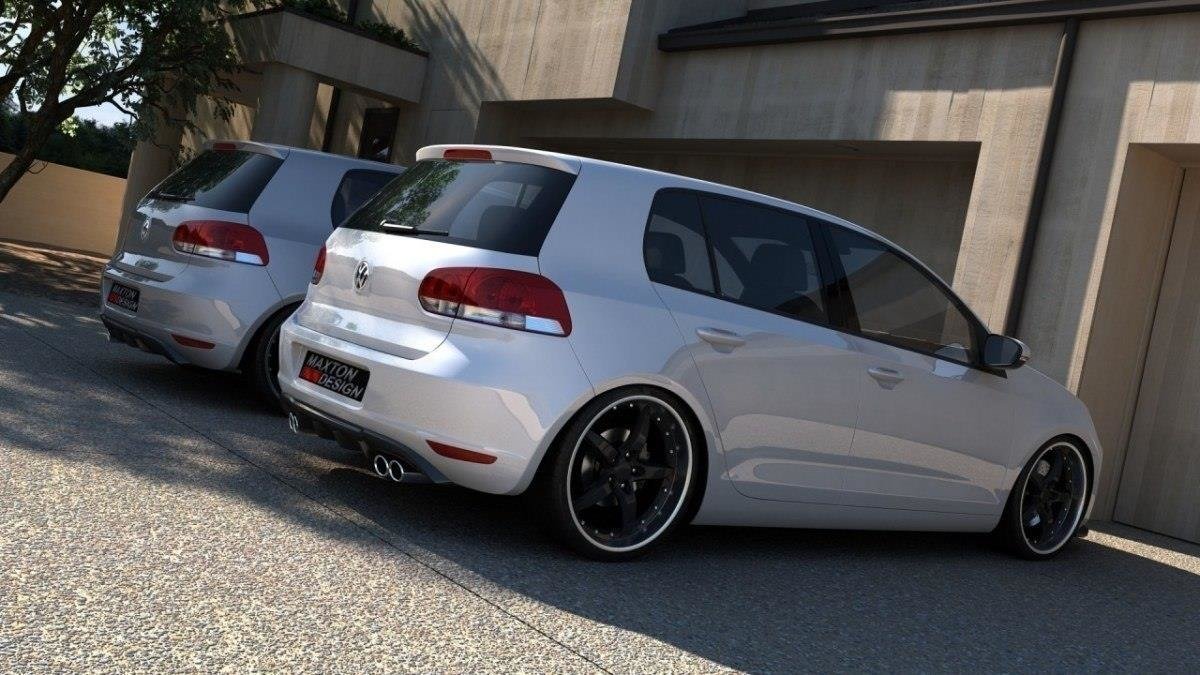 Heckschürze für VW GOLF 6 MIT 2 AUSPUFF schwarz Hochglanz